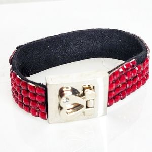 247B584 Red Rhinestone Bling Bracelet